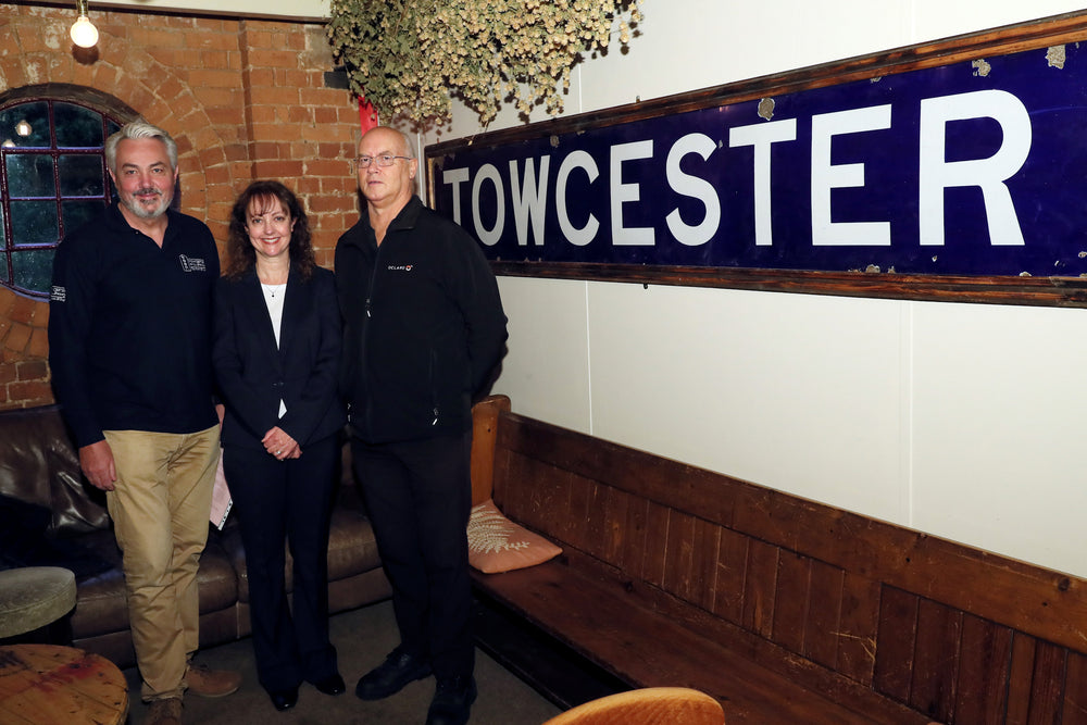 Towcester Sign Towcester Railway Station Sign - Towcester Mill Brewery Shop