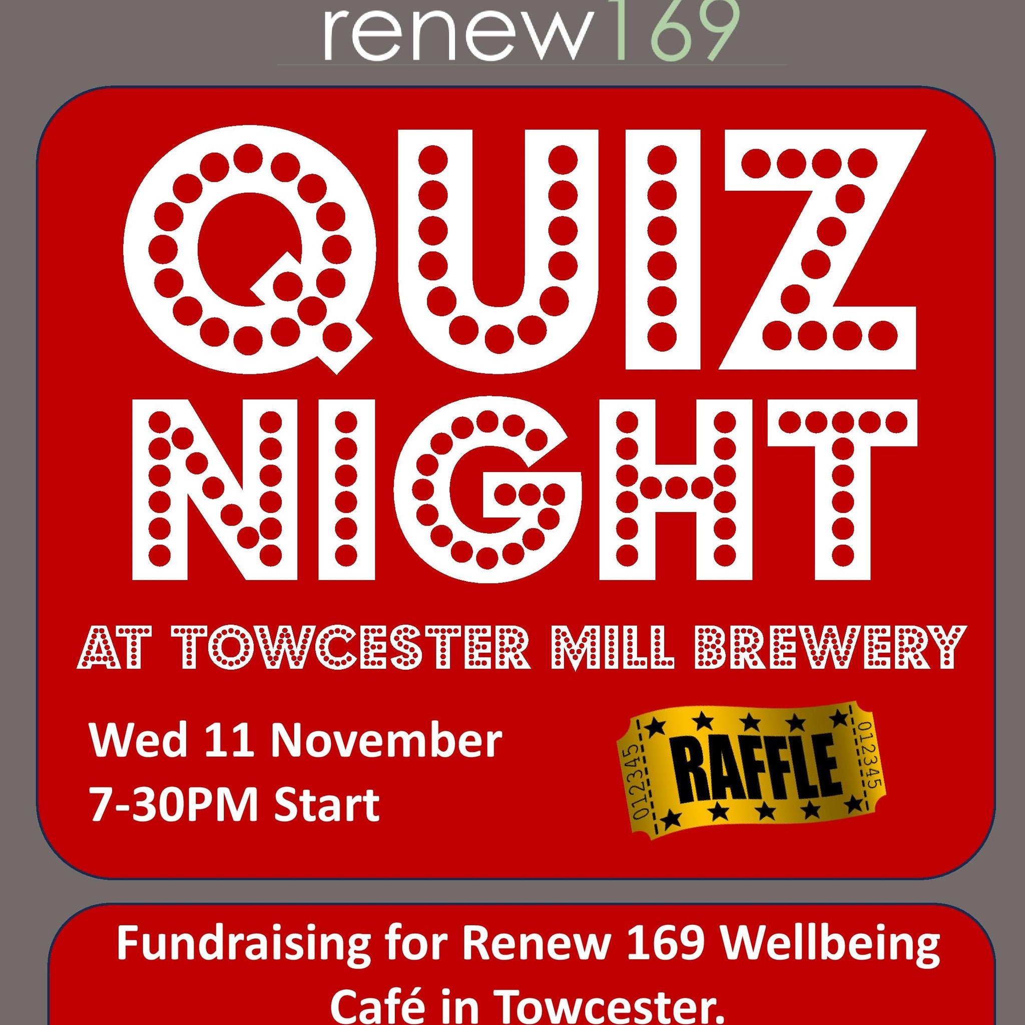 Wed 11 Nov - Renew 169 Charity Quiz Night